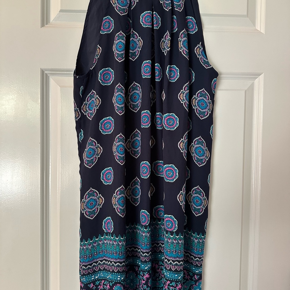 Artisan NY Bohemian Sleeveless Dress with Blue and Pink Patterns